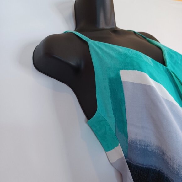 Rachel Roy Women's Tank Top Blue Sz S Layer V Neck Coastal Nautical Maritime - Picture 8 of 14